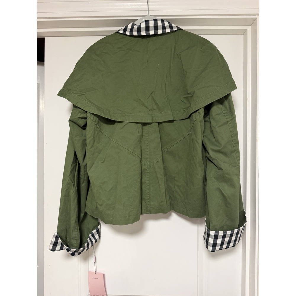 Anthropologie Avec Les Filles Gingham Trim Cape Jacket Size L NWT - Picture 2 of 10